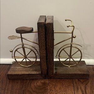 Gold Tone Bicycle Bookends